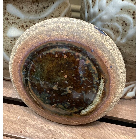 Art Pottery Creamer & Sugar Stoneware Brown Earth Tones White Drip Glaze Accent - Picture 8 of 15